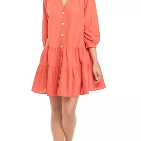 Tommy Hilfiger Ruffled Button-Down Dress (Coral) - Picture 4 of 5